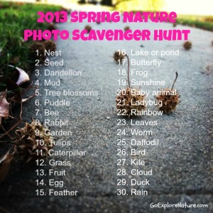 Spring nature photo scavenger hunt